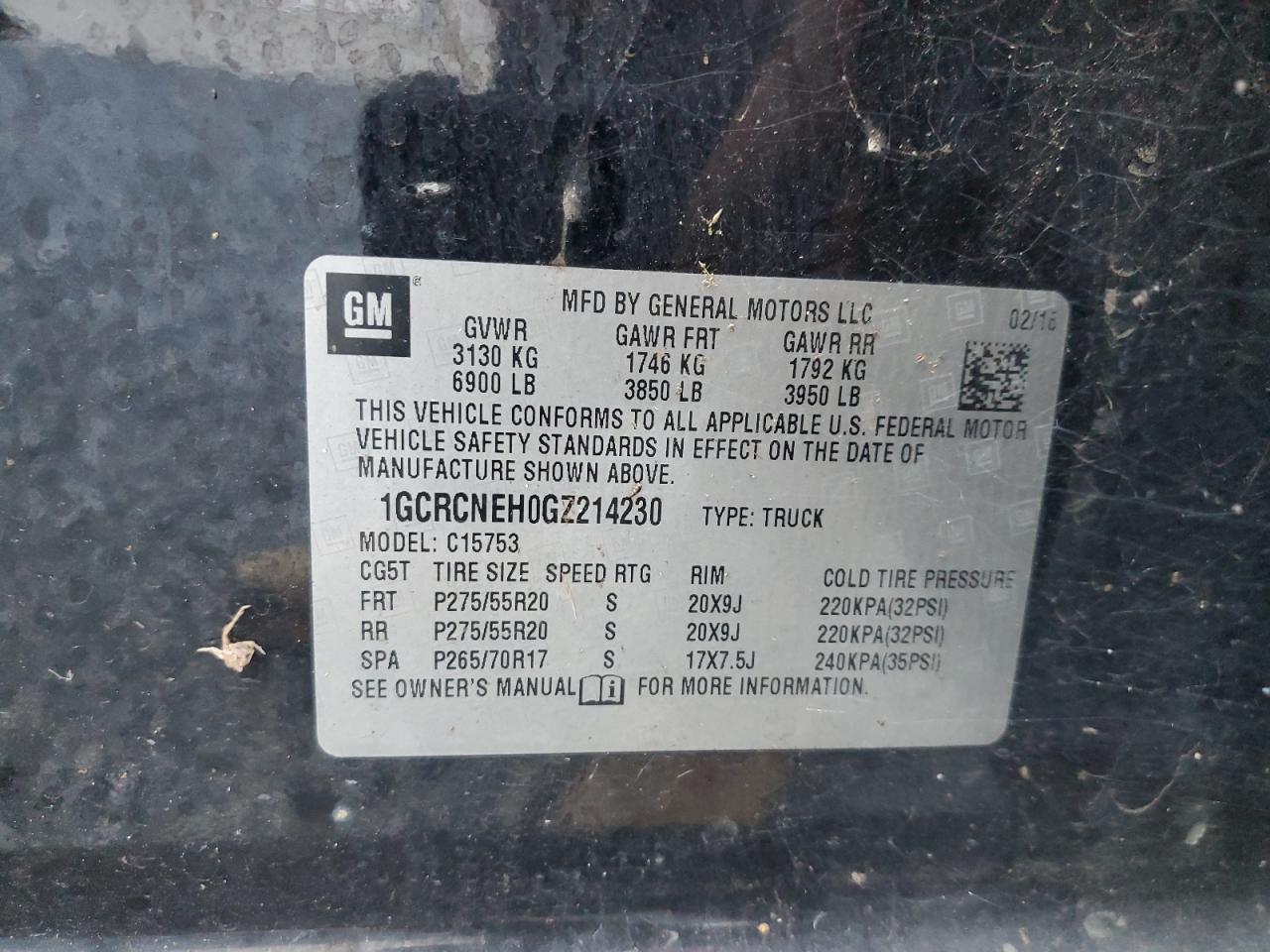 2016 Chevrolet Silverado VIN 1GCRCNEH0GZ214230 Copart auction photo, mechanical / minor dent/scratches damage thumbnail 12