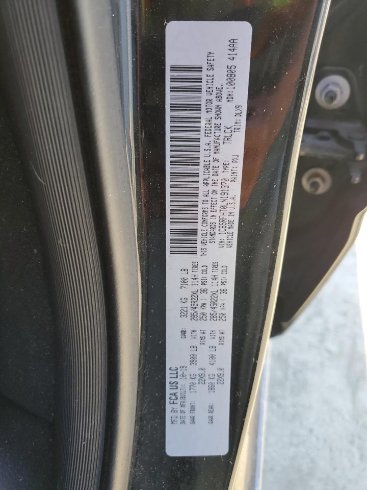 2020 RAM 1500 VIN 1C6SRFHT0LN191370 Copart auction photo, burn / side damage thumbnail 14