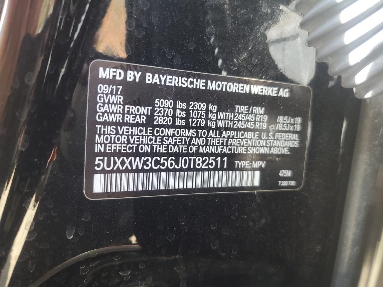 2018 BMW X4 VIN 5UXXW3C56J0T82511 Copart auction photo, front end damage thumbnail 15