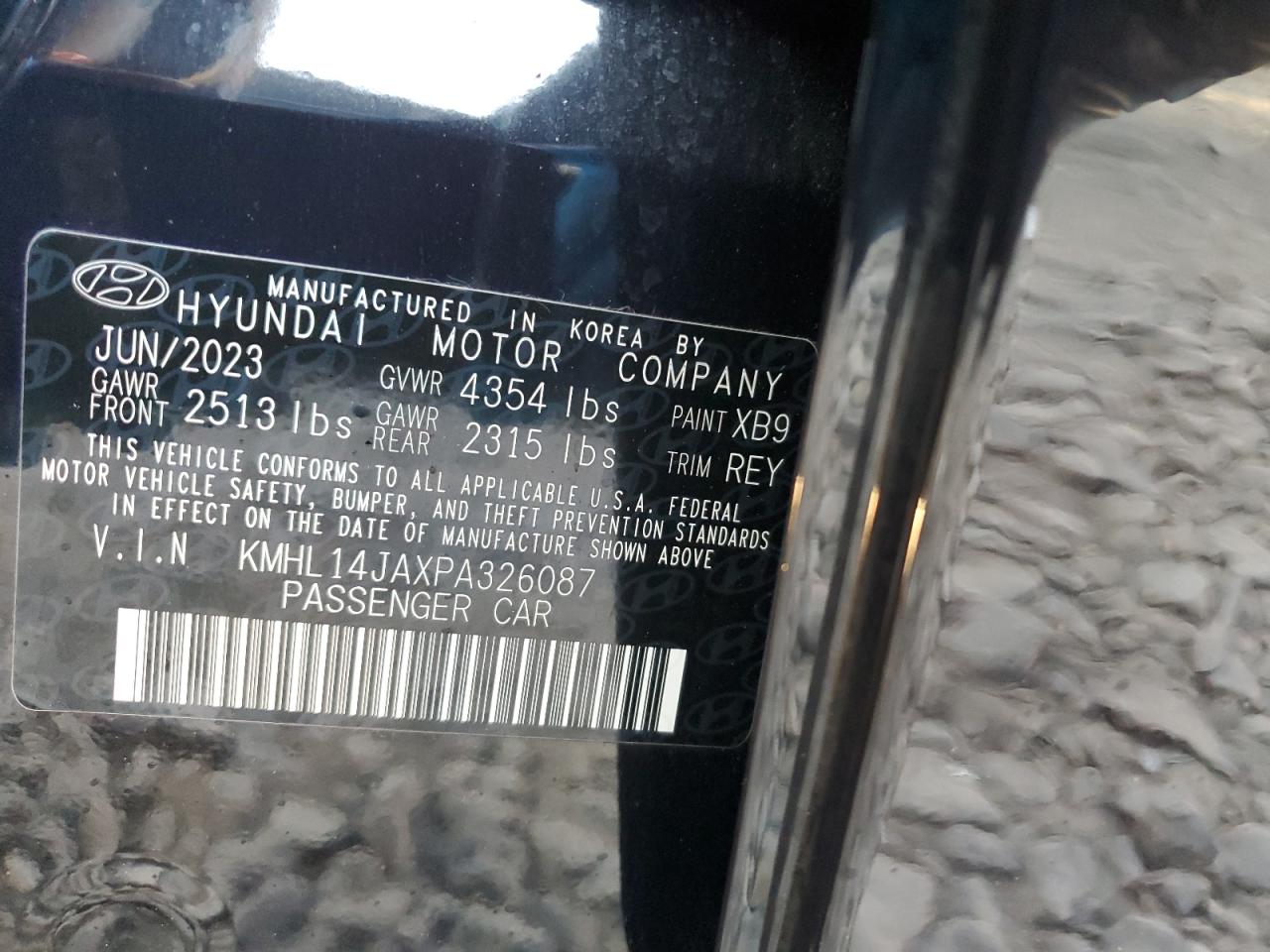 2023 Hyundai Sonata VIN KMHL14JAXPA326087 Copart auction photo, front end damage thumbnail 12