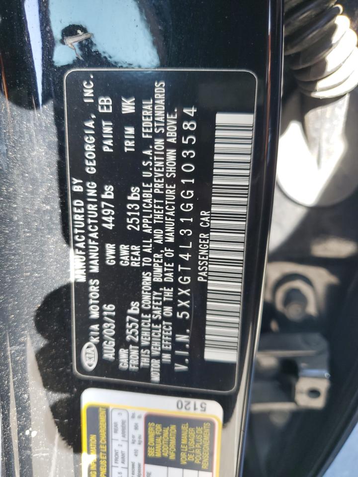 2016 KIA Optima VIN 5XXGT4L31GG103584 Copart auction photo, normal wear damage thumbnail 12