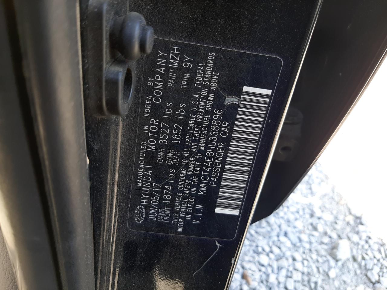 2017 Hyundai Accent VIN KMHCT4AE8HU338896 Copart auction photo, front end damage thumbnail 12