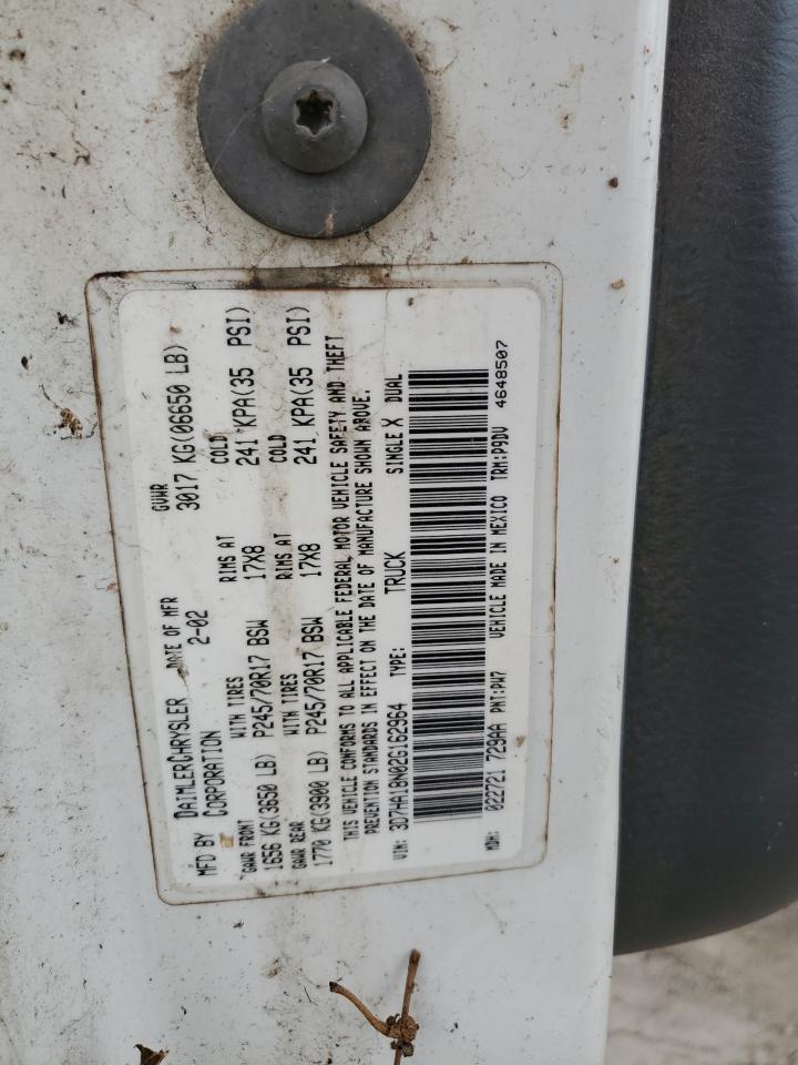 2002 Dodge RAM VIN 3D7HA18N02G162964 Copart auction photo, mechanical damage thumbnail 13