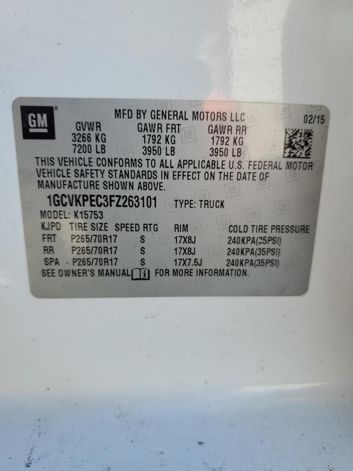 2015 Chevrolet Silverado VIN 1GCVKPEC3FZ263101 Copart auction photo, minor dent/scratches damage thumbnail 14