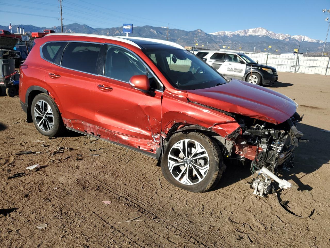 2020 Hyundai Santa Fe VIN 5NMS5CAA4LH223553 Copart auction photo, front end / side damage thumbnail 4