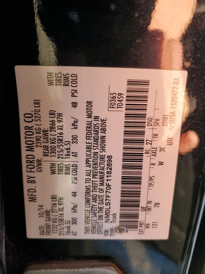 2015 Ford Transit VIN NM0LS7F70F1182898 Copart auction photo, minor dent/scratches damage thumbnail 13