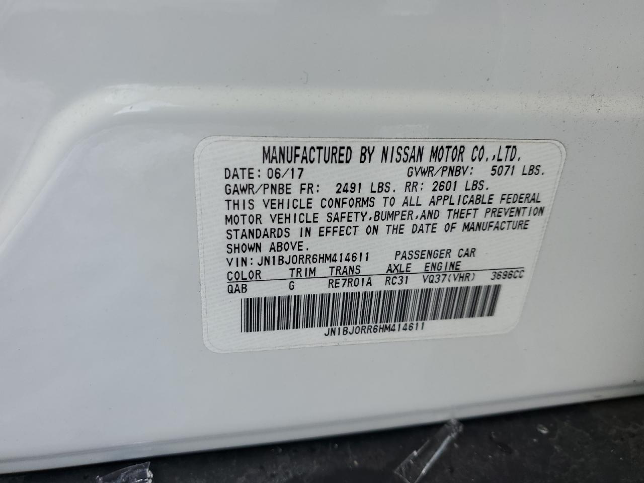 2017 Infiniti QX50 VIN JN1BJ0RR6HM414611 Copart auction photo, front end damage thumbnail 12