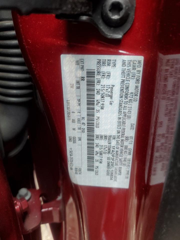 2014 Ford Focus VIN 1FADP3F29EL106854 Copart auction photo, front end damage thumbnail 12