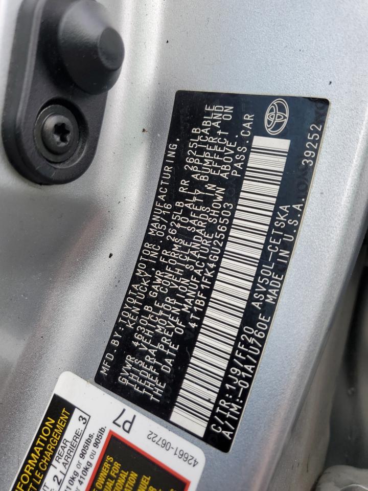 2016 Toyota Camry VIN 4T1BF1FK4GU256503 Copart auction photo, front end damage thumbnail 14