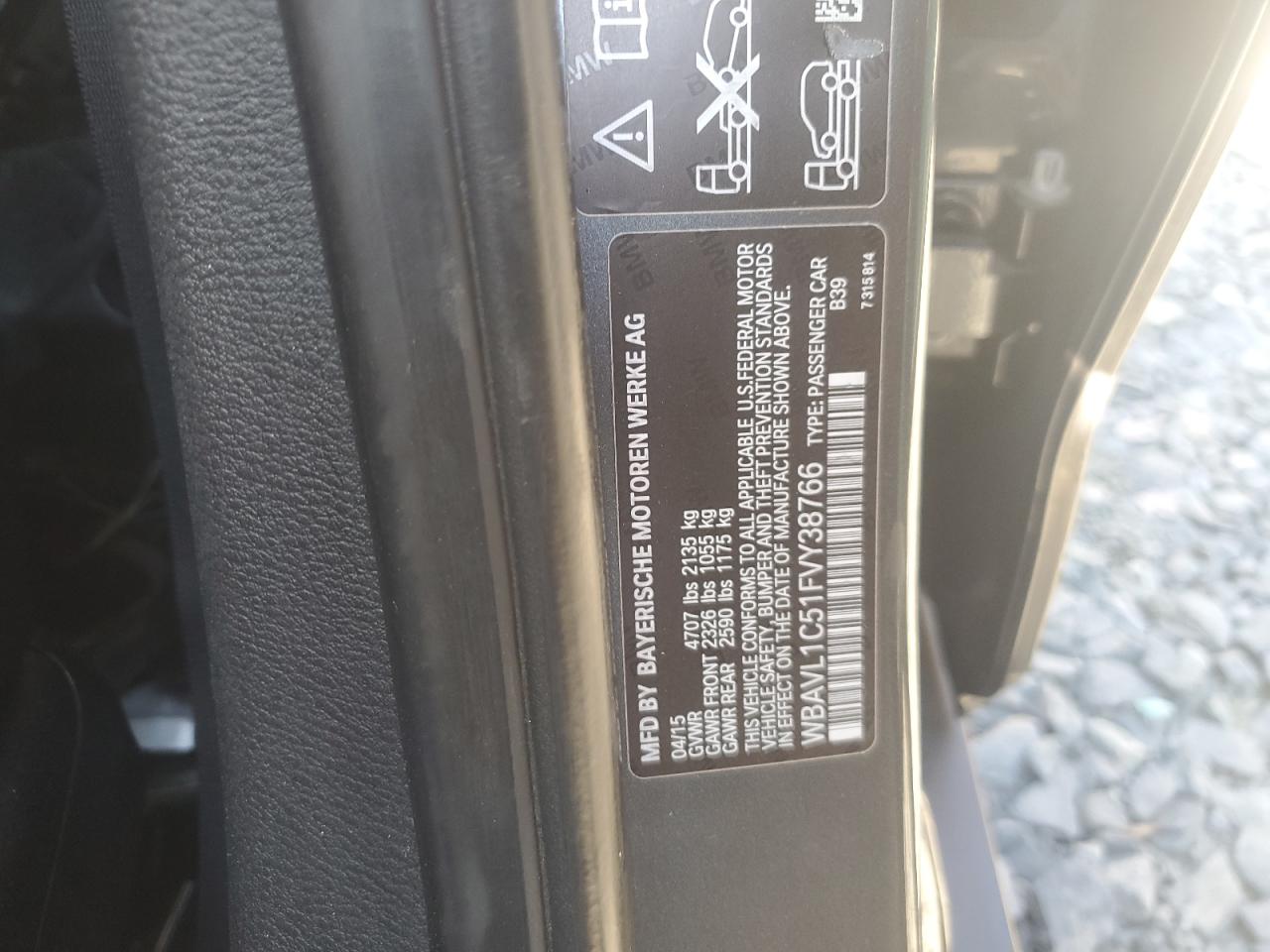 2015 BMW X1 VIN WBAVL1C51FVY38766 Copart auction photo, all over / undercarriage damage thumbnail 14