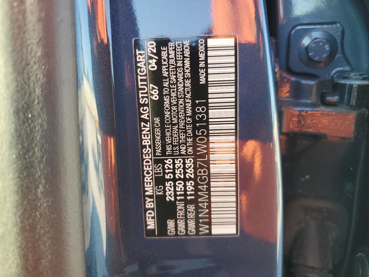 2020 Mercedes-Benz GLB VIN W1N4M4GB7LW051381 Copart auction photo, minor dent/scratches damage thumbnail 13