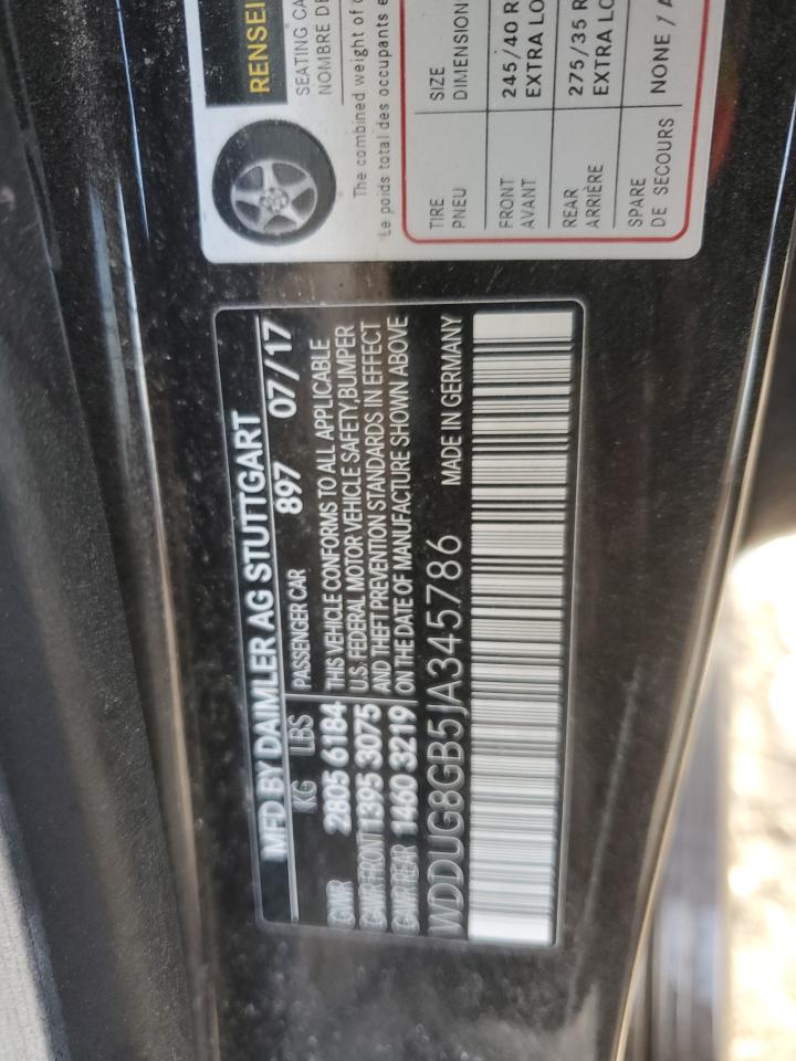 2018 Mercedes-Benz S-klasse VIN WDDUG8GB5JA345786 Copart auction photo, side / minor dent/scratches damage thumbnail 12