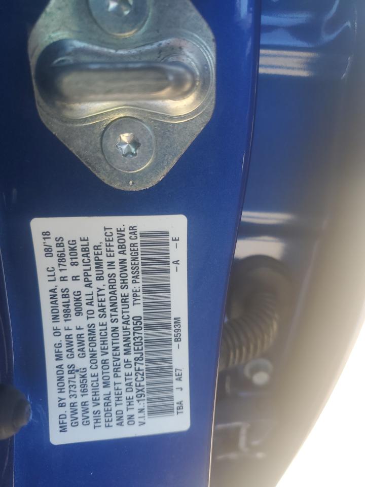 2018 Honda Civic VIN 19XFC2F78JE037050 Copart auction photo, all over damage thumbnail 12