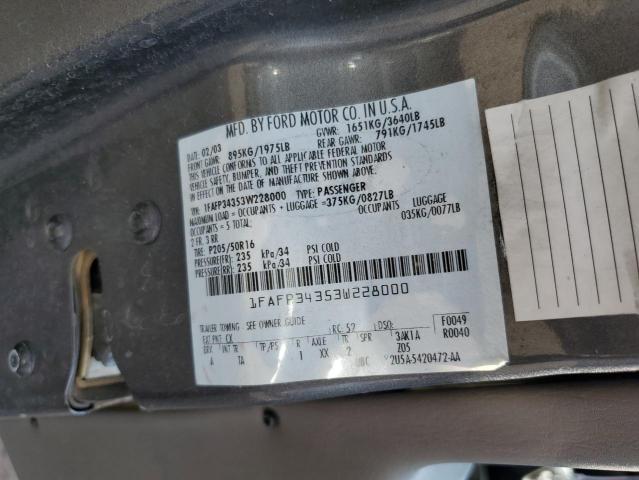 2003 Ford Focus VIN 1FAFP34353W228000 Copart auction photo, minor dent/scratches damage thumbnail 12