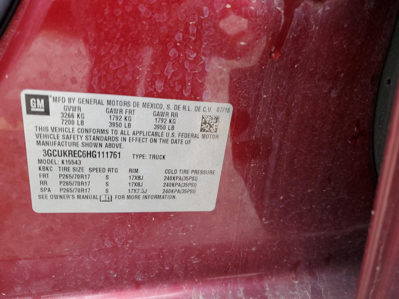 2017 Chevrolet Silverado VIN 3GCUKREC6HG111761 Copart auction photo, all over damage thumbnail 12