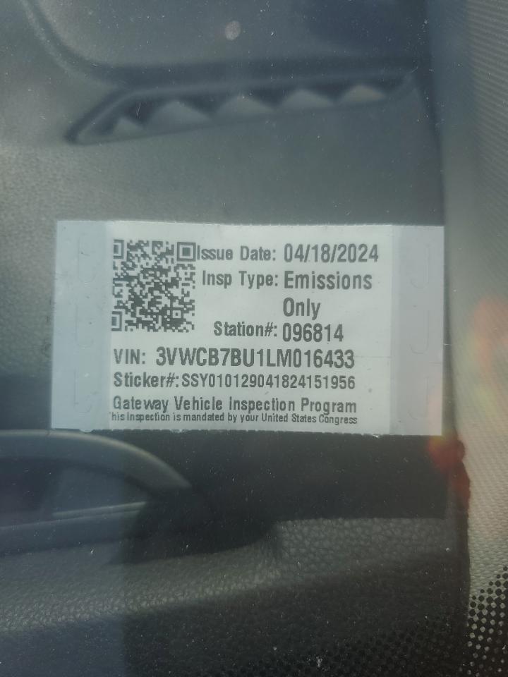 2020 Volkswagen Jetta VIN 3VWCB7BU1LM016433 Copart auction photo, side damage thumbnail 12