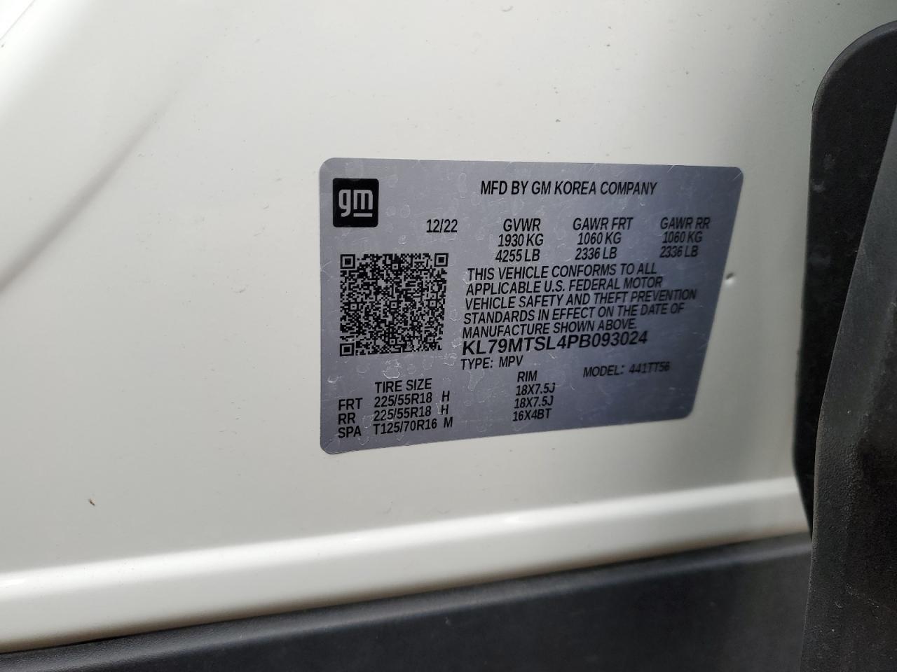 2023 Chevrolet TrailBlazer VIN KL79MTSL4PB093024 Copart auction photo, rear end damage thumbnail 13