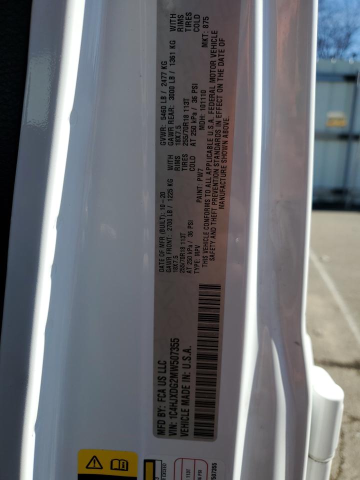 2021 Jeep Wrangler VIN 1C4HJXDG2MW507355 Copart auction photo, rear end / side damage thumbnail 15