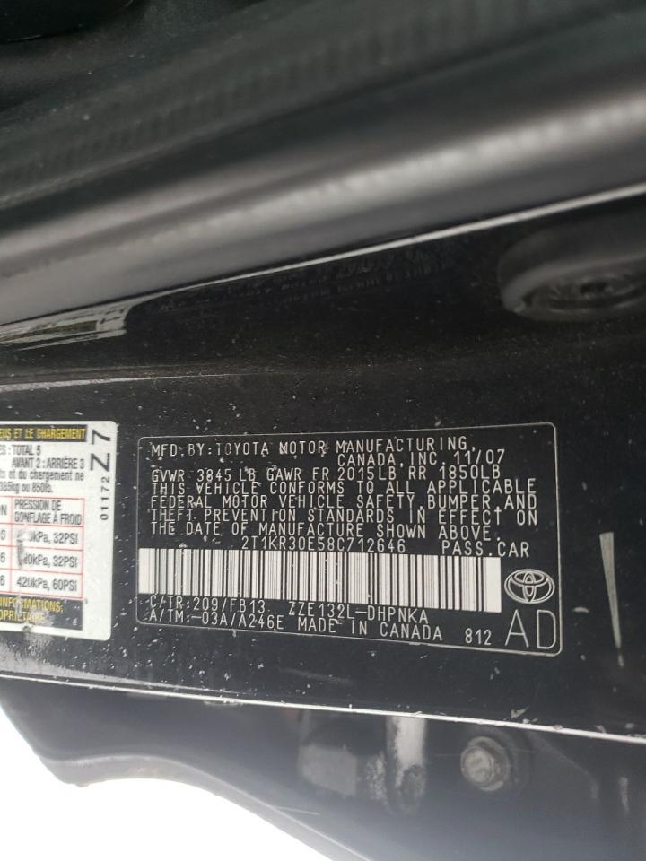 2008 Toyota Corolla VIN 2T1KR30E58C712646 Copart auction photo, side damage thumbnail 12