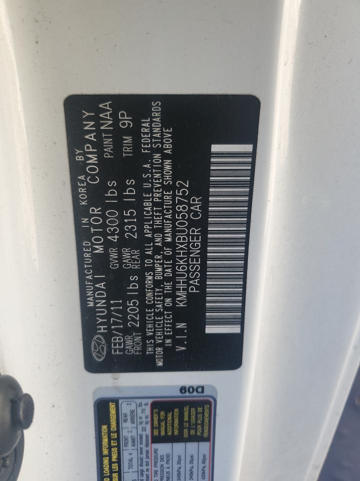 2011 Hyundai Genesis VIN KMHHU6KHXBU058752 Copart auction photo, front end / rear end damage thumbnail 12