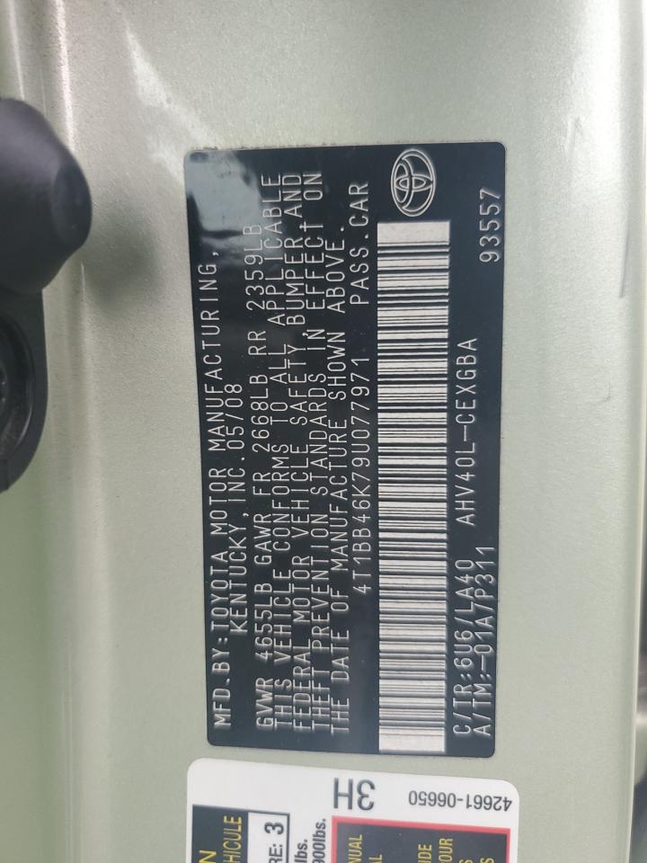 2009 Toyota Camry VIN 4T1BB46K79U077971 Copart auction photo, mechanical damage thumbnail 12