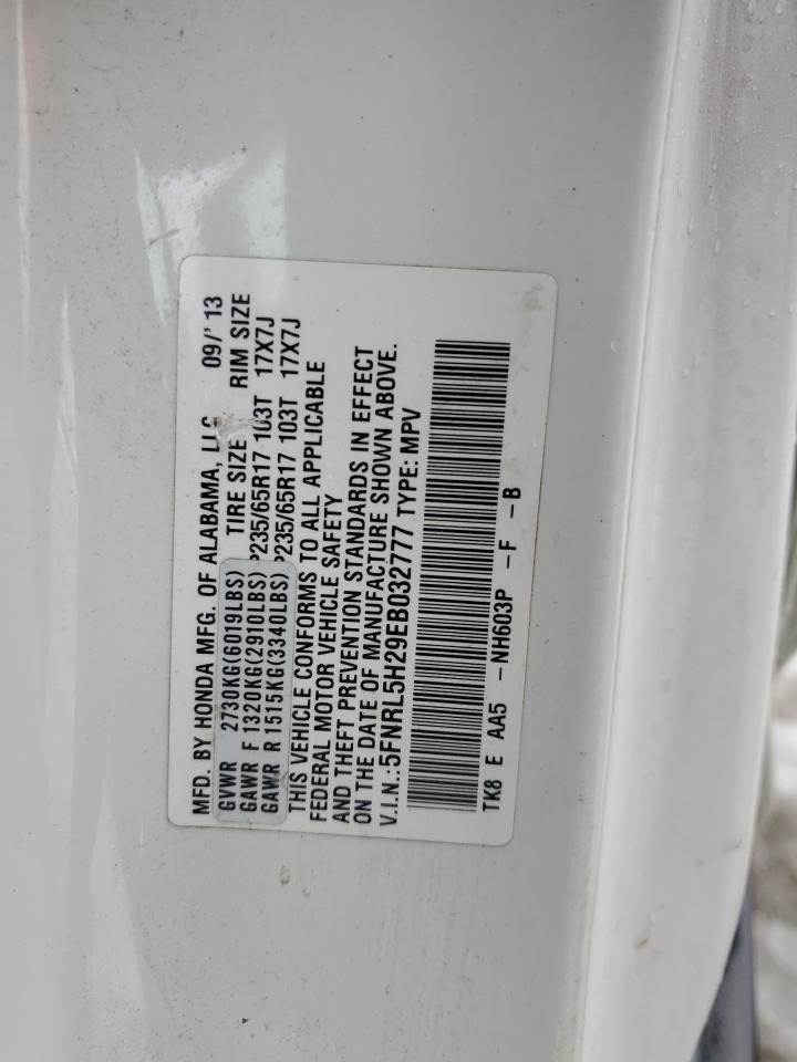 2014 Honda Odyssey VIN 5FNRL5H29EB032777 Copart auction photo, rear end damage thumbnail 15