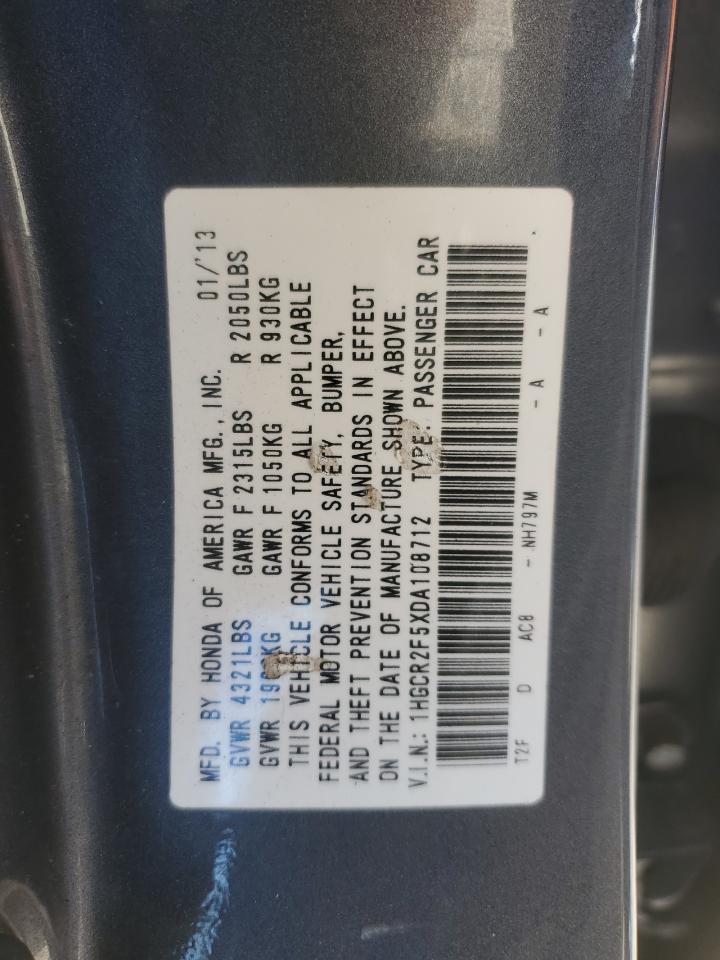 2013 Honda Accord VIN 1HGCR2F5XDA108712 Copart auction photo, front end damage thumbnail 14