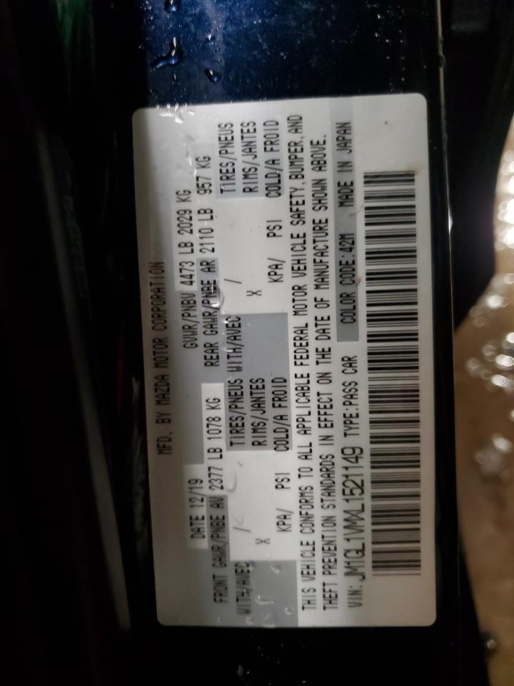 2020 Mazda 6 VIN JM1GL1VMXL1521149 Copart auction photo, side / rear end damage thumbnail 12