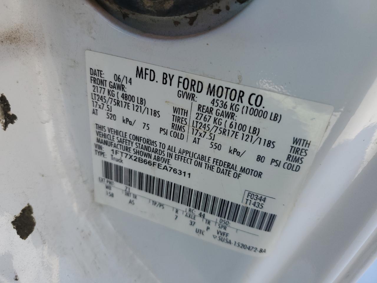 2015 Ford F250 VIN 1FT7X2B66FEA76311 Copart auction photo, front end damage thumbnail 12