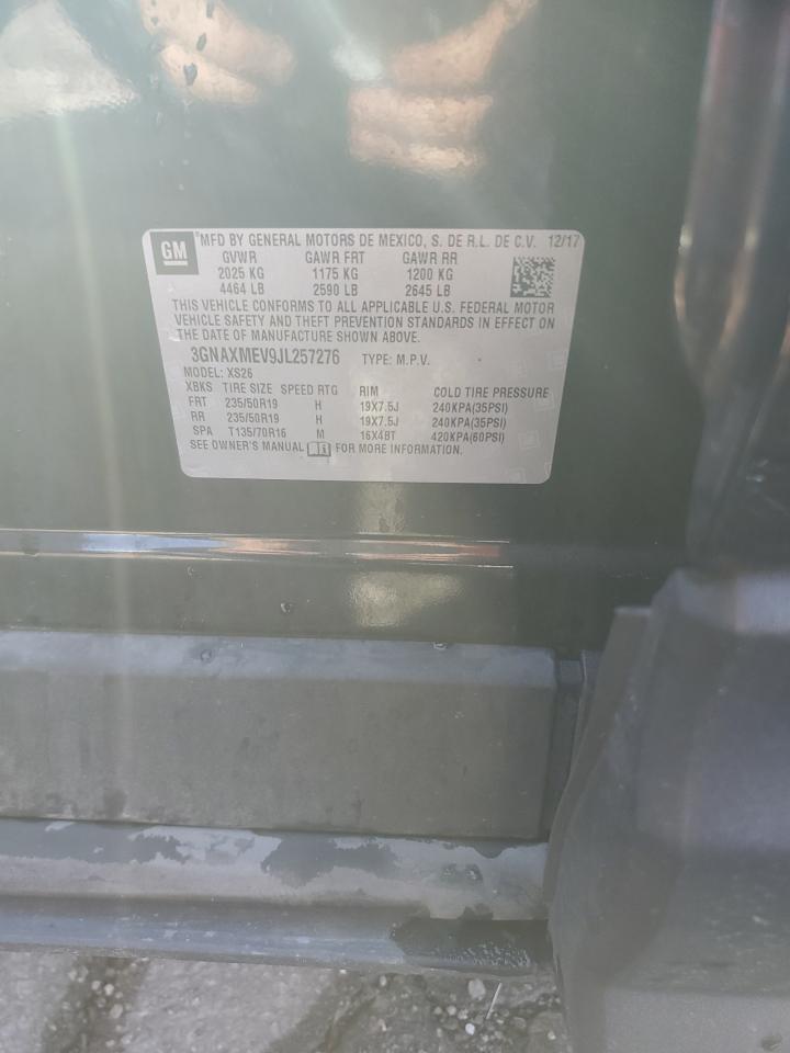 2018 Chevrolet Equinox VIN 3GNAXMEV9JL257276 Copart auction photo, front end / undercarriage damage thumbnail 15
