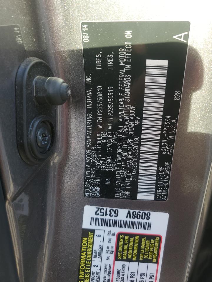 2014 Toyota Sienna VIN 5TDXK3DC8ES520160 Copart auction photo, water/flood damage thumbnail 14