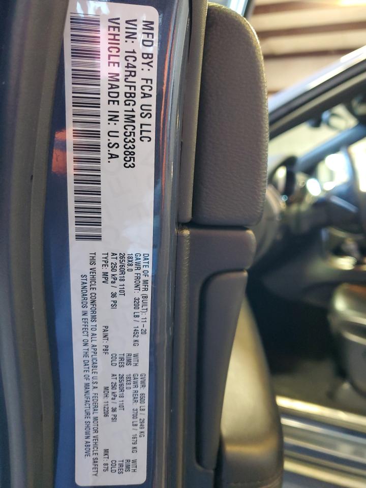 2021 Jeep Grand Cherokee VIN 1C4RJFBG1MC533853 Copart auction photo, rear end / minor dent/scratches damage thumbnail 13