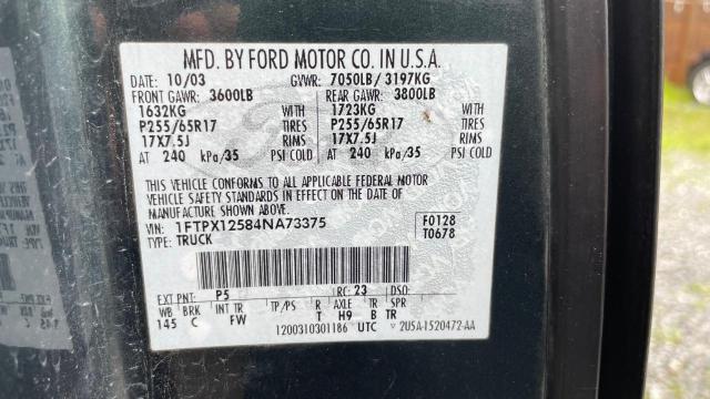 2004 Ford F-150 VIN 1FTPX12584NA73375 Copart auction photo, minor dent/scratches / normal wear damage thumbnail 10