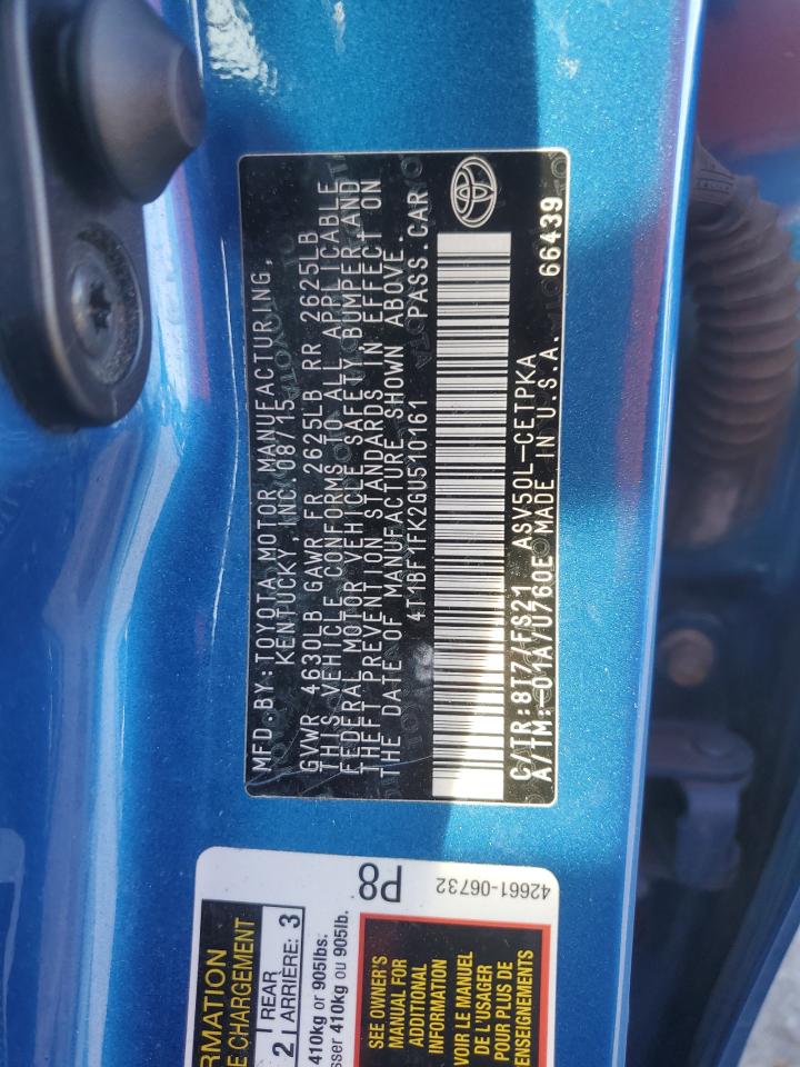 2016 Toyota Camry VIN 4T1BF1FK2GU510161 Copart auction photo, front end damage thumbnail 12