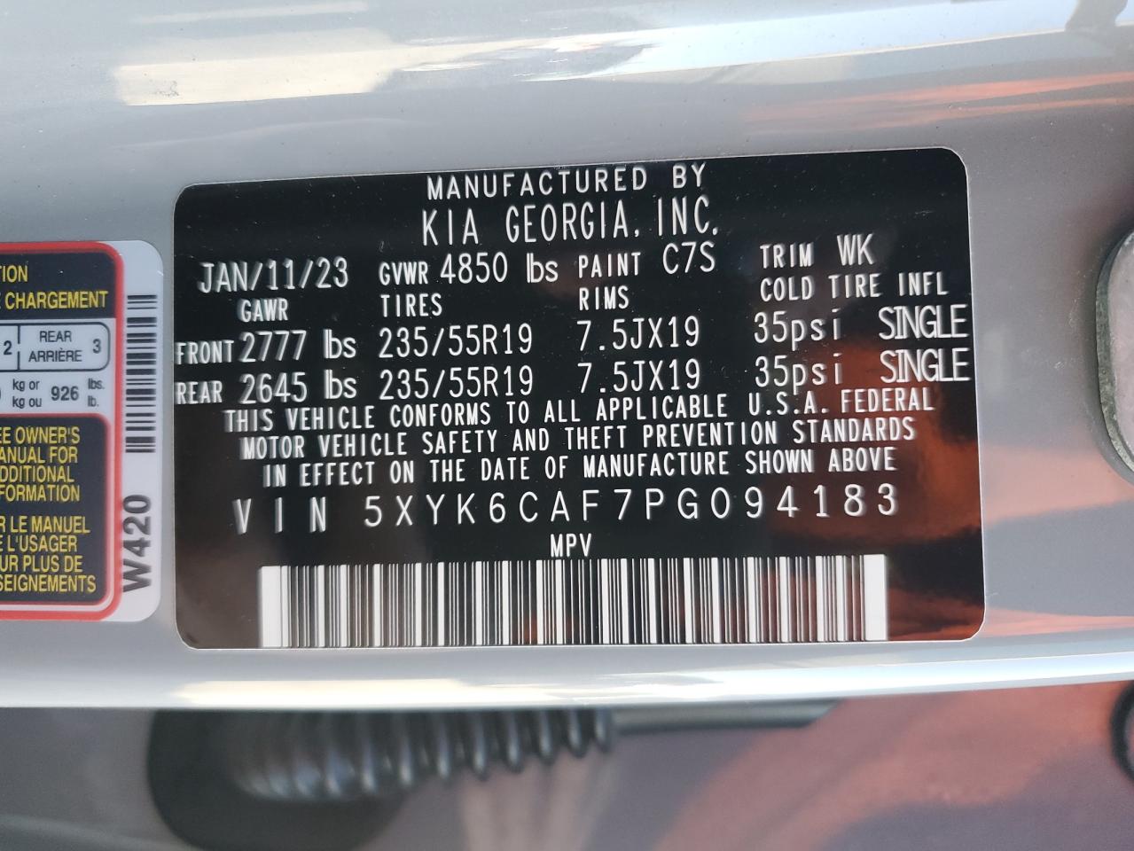 2023 KIA Sportage VIN 5XYK6CAF7PG094183 Copart auction photo, front end damage thumbnail 15