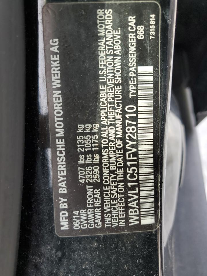 2015 BMW X1 VIN WBAVL1C51FVY28710 Copart auction photo, front end damage thumbnail 12