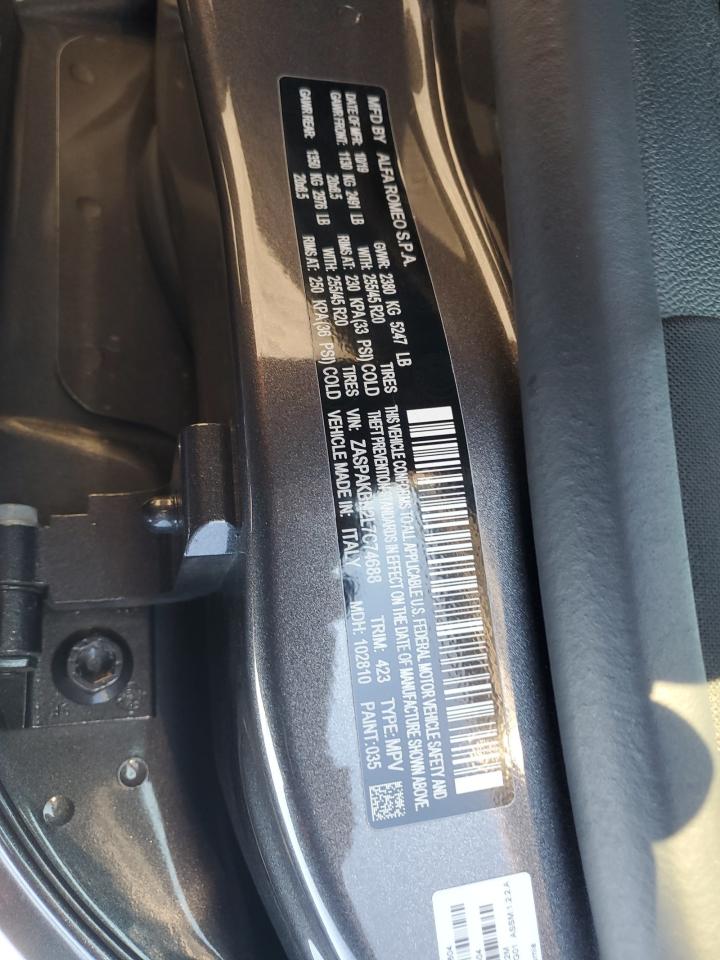 2020 Alfa Romeo Stelvio VIN ZASPAKBN2L7C74688 Copart auction photo, front end damage thumbnail 14