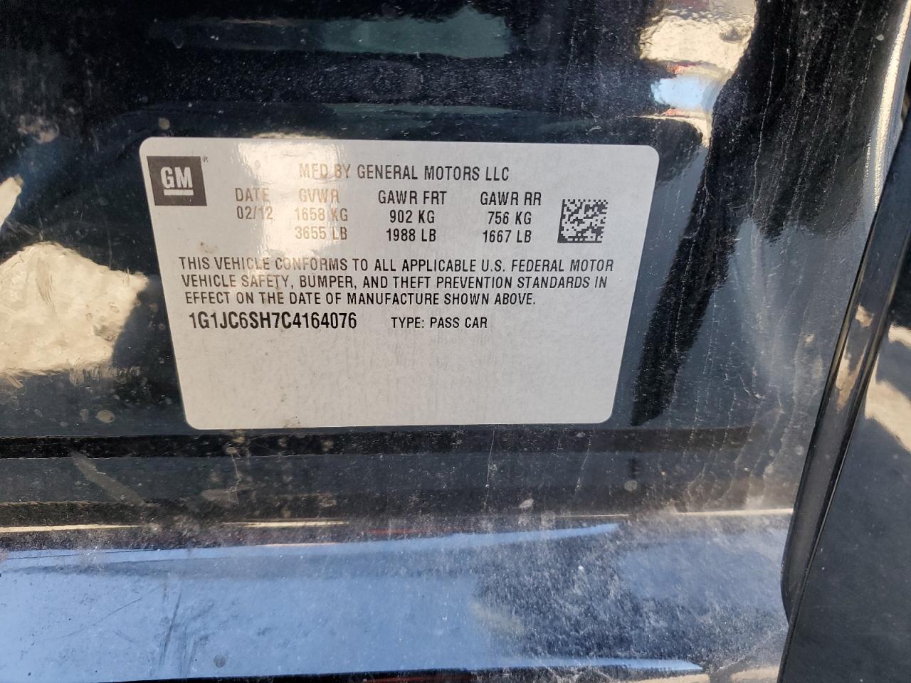 2012 Chevrolet Sonic VIN 1G1JC6SH7C4164076 Copart auction photo, front end damage thumbnail 12