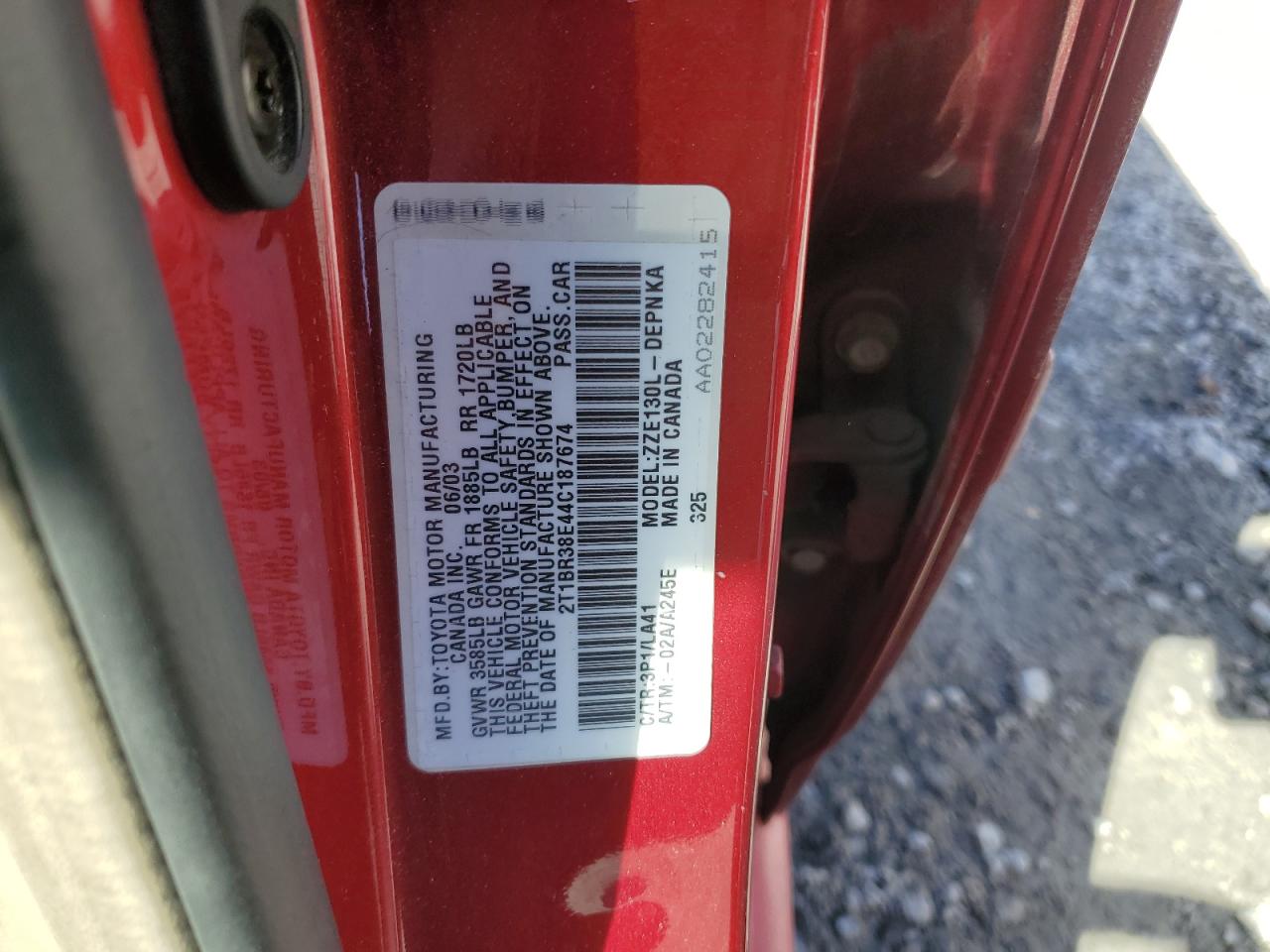 2004 Toyota Corolla VIN 2T1BR38E44C187674 Copart auction photo, front end damage thumbnail 12