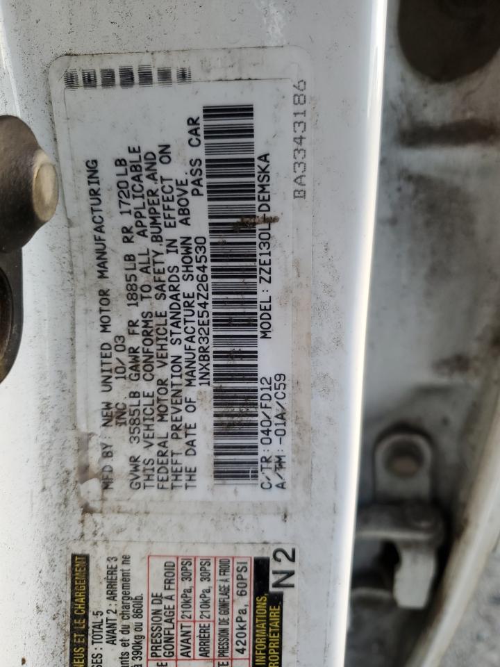 2004 Toyota Corolla VIN 1NXBR32E54Z264530 Copart auction photo, front end damage thumbnail 12