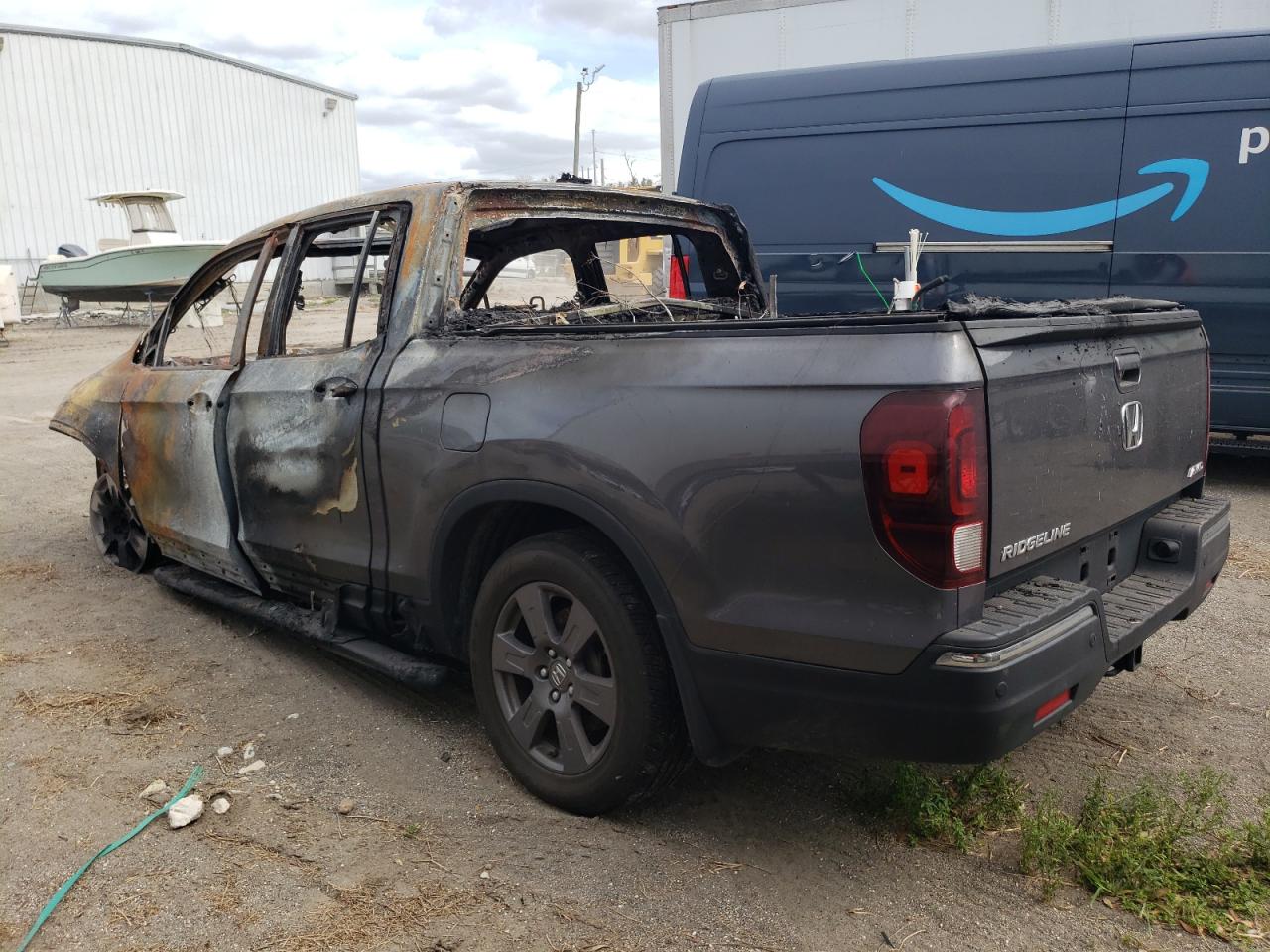 2020 Honda Ridgeline VIN 5FPYK3F78LB001607 Copart auction photo, burn damage thumbnail 2