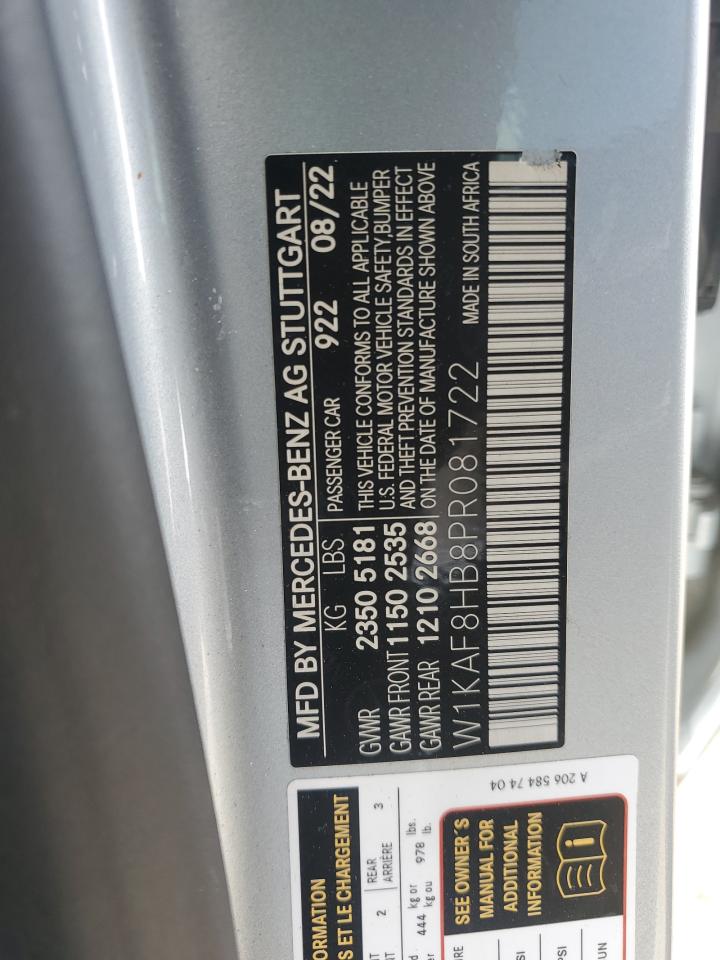 2023 Mercedes-Benz C-klasse VIN W1KAF8HB8PR081722 Copart auction photo, rear end damage thumbnail 15