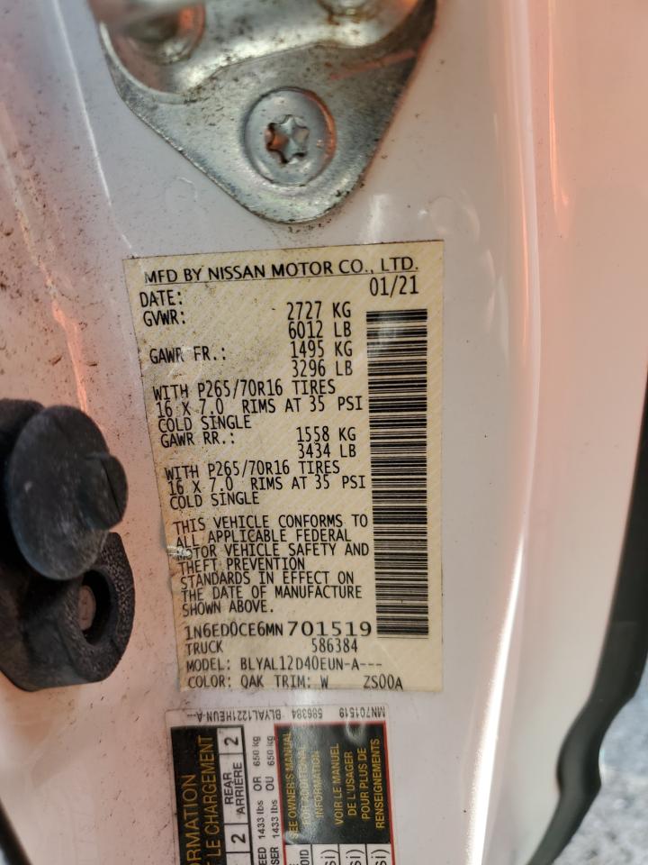 2021 Nissan Navara (Frontier) VIN 1N6ED0CE6MN701519 Copart auction photo, water/flood damage thumbnail 13