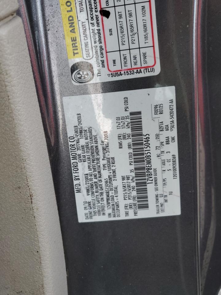 2011 Ford Mustang VIN 1ZVBP8EM0B5150465 Copart auction photo, water/flood damage thumbnail 13