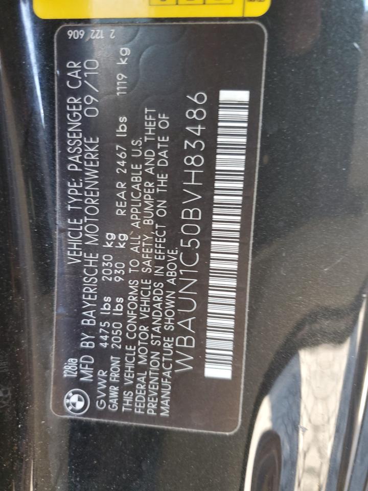 2011 BMW 1er VIN WBAUN1C50BVH83486 Copart auction photo, all over damage thumbnail 12