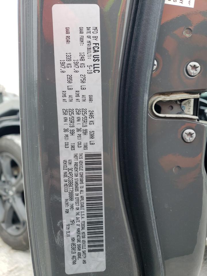 2019 Dodge Journey VIN 3C4PDCGB6KT798800 Copart auction photo, front end / all over damage thumbnail 14