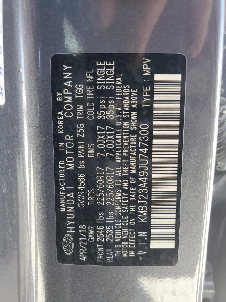 2018 Hyundai Tucson VIN KM8J23A49JU747300 Copart auction photo, burn damage thumbnail 15