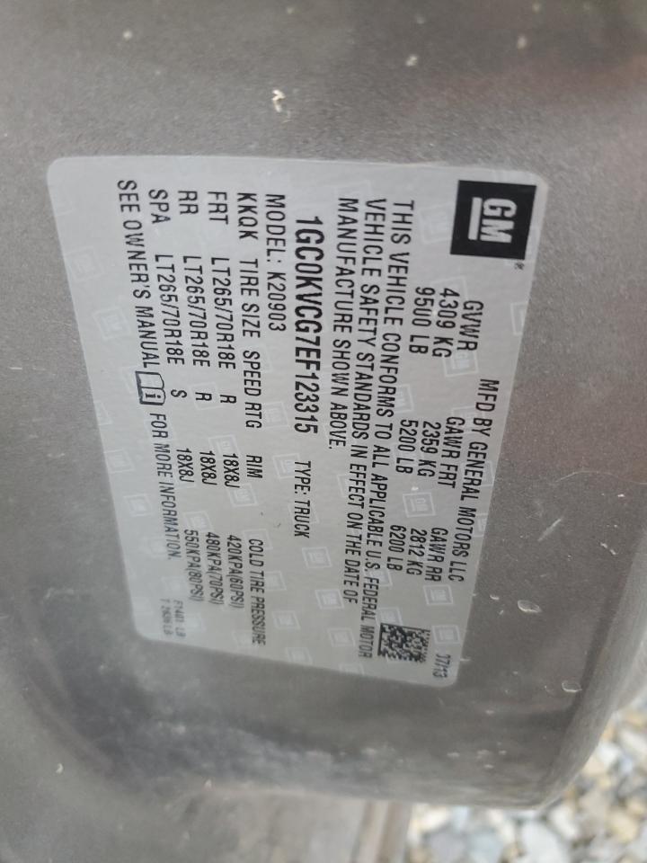 2014 Chevrolet Silverado VIN 1GC0KVCG7EF123315 Copart auction photo, side damage thumbnail 12