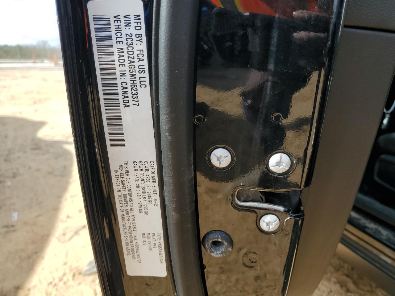 2021 Dodge Challenger VIN 2C3CDZAG5MH623377 Copart auction photo, vandalism / all over damage thumbnail 14