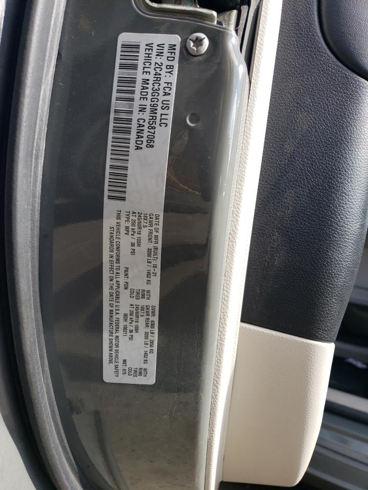 2021 Chrysler Pacifica VIN 2C4RC3GG9MR587068 Copart auction photo, front end damage thumbnail 14